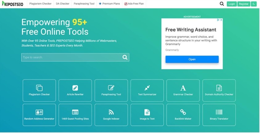 PrePostSEO’s Paraphrasing Tool provides free and easy-to-use functionality, making it ideal for casual users.